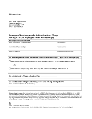 Antrag auf Leistungen der teilstationären Pflege