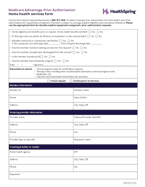 Medicare Advantage Prior Authorization Home Health Services Form