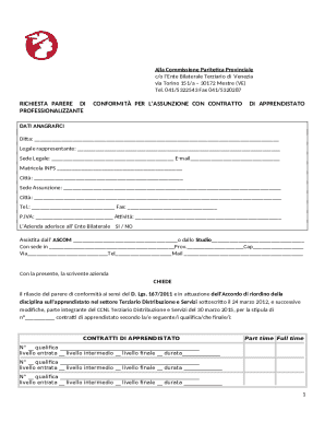 Italian Apprenticeship Compliance Request Form