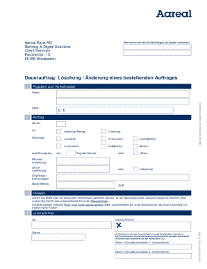 Aareal Bank Dauerauftrag Form