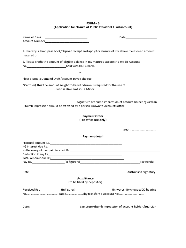 Closure Application Form Public Provident Fund Closure Application - Blank Fillable Template ...