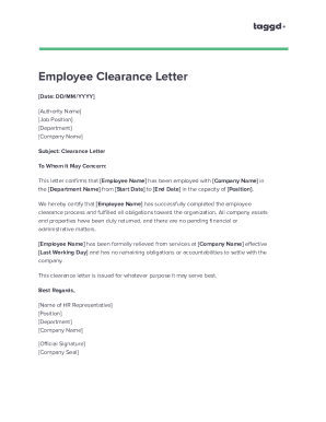 Employee Clearance Letter