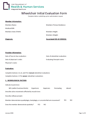 Wheelchair Initial Evaluation Form