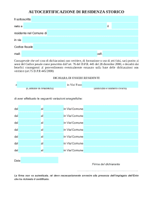 Residence Self-Certification Form