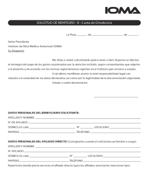 Reimbursement Request for Orthodontic Fee