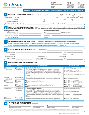 Patient Enrollment Form for Esbriet, Jascayd, Ofev, and Pirfenidone