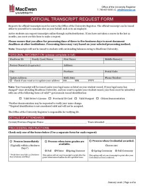 Official Transcript Request Form