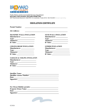 Florida Insulation Certificate