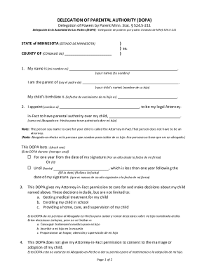 Delegation of Parental Authority (DOPA) Form