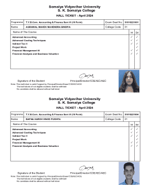 Somaiya Vidyavihar University Hall Ticket