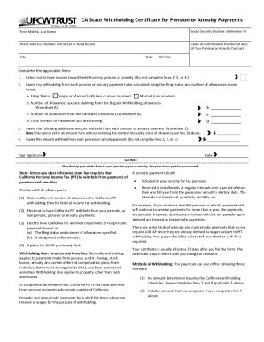 California State Withholding Certificate for Pension or Annuity Payments