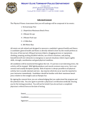 Police Fitness Assessment Consent Form