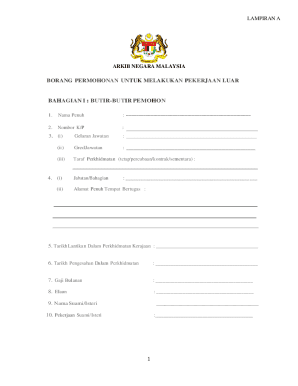 Malaysia Government Form for Outside Employment