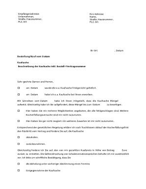 German Consumer Purchase Contract Withdrawal Form
