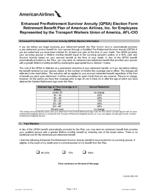 Enhanced Pre-Retirement Survivor Annuity Election Form