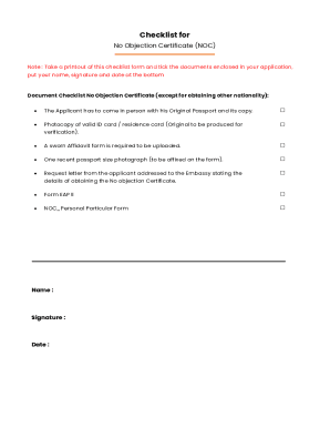 No Objection Certificate Checklist