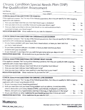 Chronic Condition Special Needs Plan Pre-Qualification Assessment