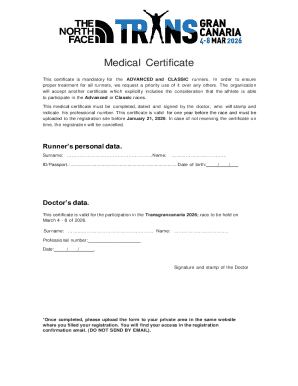Medical Certificate for Transgrancanaria 2026