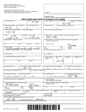 Texas Employers First Report of Injury or Illness