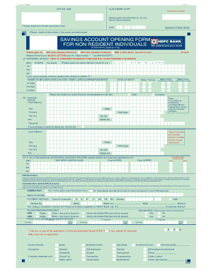 Savings Account Opening Form for Non-Resident Individuals