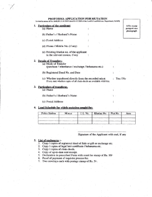 Proforma Application for Mutation