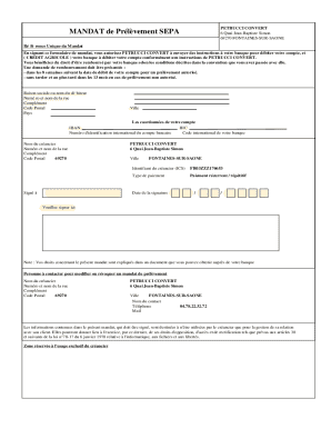 MANDAT de Prélèvement SEPA