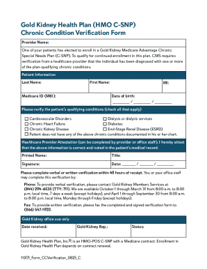 Chronic Condition Verification Form