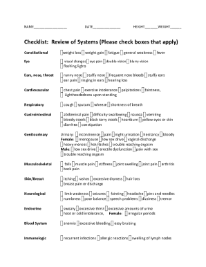Medical Review of Systems Form