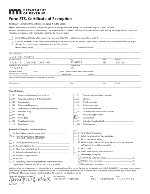 Minnesota Sales Tax Exemption Certificate