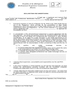 Philippines Real Estate Broker Declaration