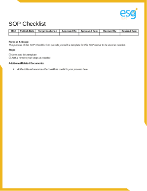 SOP Checklist Template