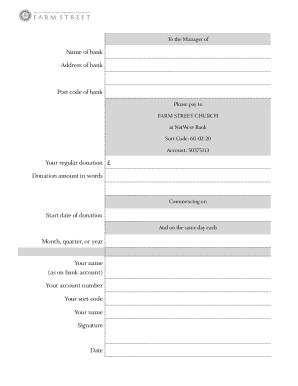 Bank Donation Form