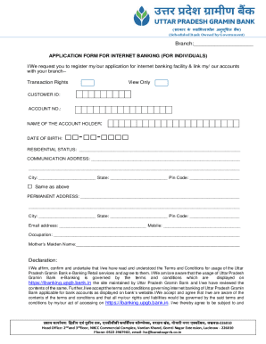 Internet Banking Application Form