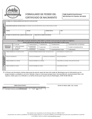 Birth Certificate Request Form