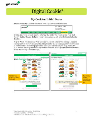 Girl Scout Initial Cookie Order Form