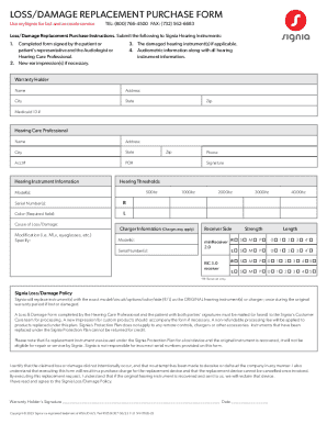 Loss/Damage Replacement Purchase Form
