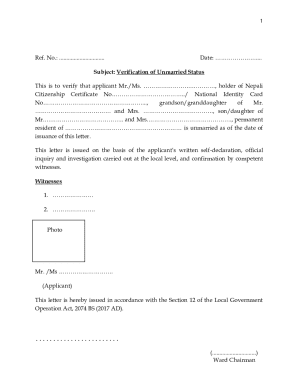 Nepal Single Status Verification Letter