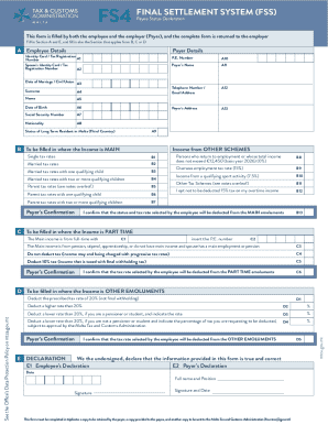 FS4 Final Settlement System Form