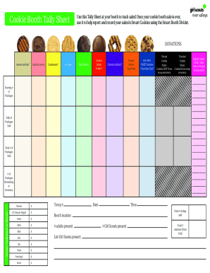 Cookie Booth Tally Sheet