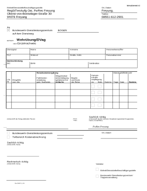 German Military Travel Expense Form