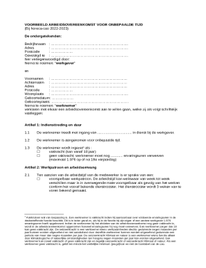 Dutch Hospitality Industry Employment Contract