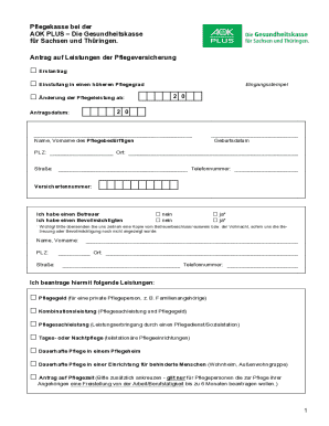 AOK PLUS Pflegeversicherung Antrag