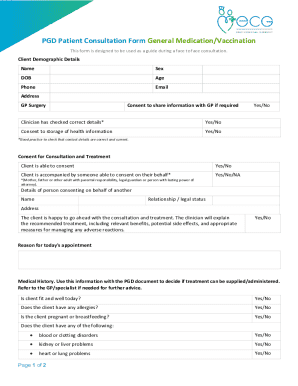 PGD Patient Consultation Form