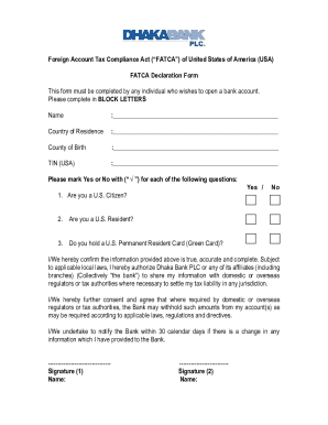 FATCA Declaration Form