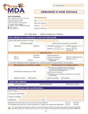 French Social Assistance Application Form