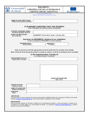 ERASMUS+ Certificate of Attendance