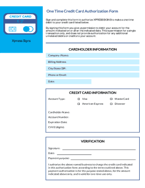 One Time Credit Card Authorization Form
