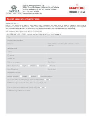 Travel Insurance Claim Form