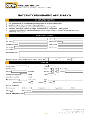 Maternity Programme Application Form