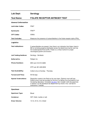 Folate Receptor Antibody Test Form